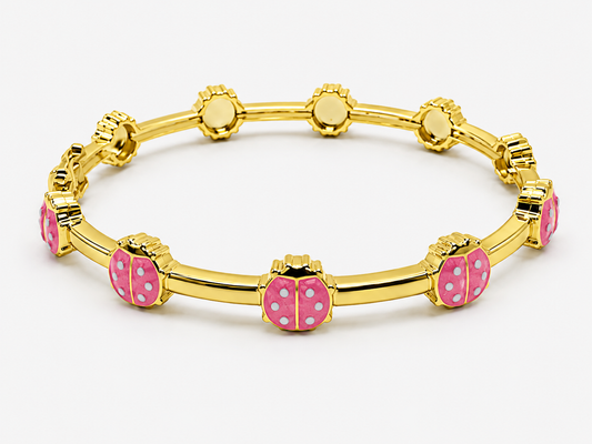 Enamel Bangle Bracelet Pink Bumble Bee