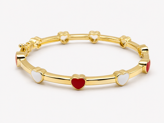 Enamel Bangle Bracelet Love Hearts