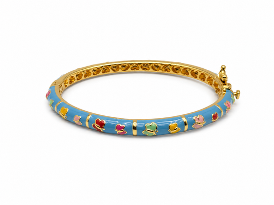 Enamel Bangle Bracelet Blue Butterflies