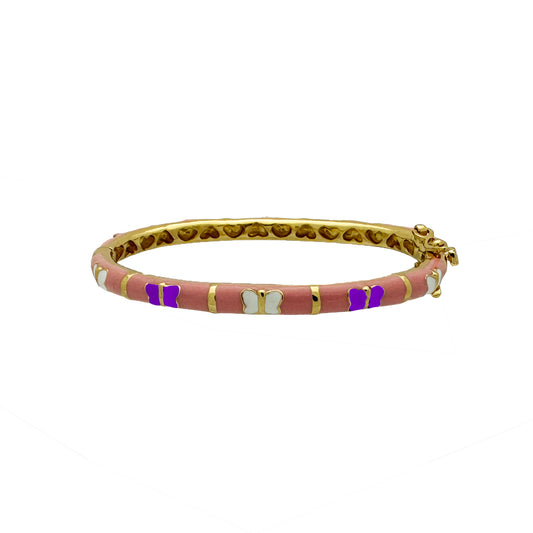 Pink Enamel Colorful Butterflies Bangle (50mm) Bracelets