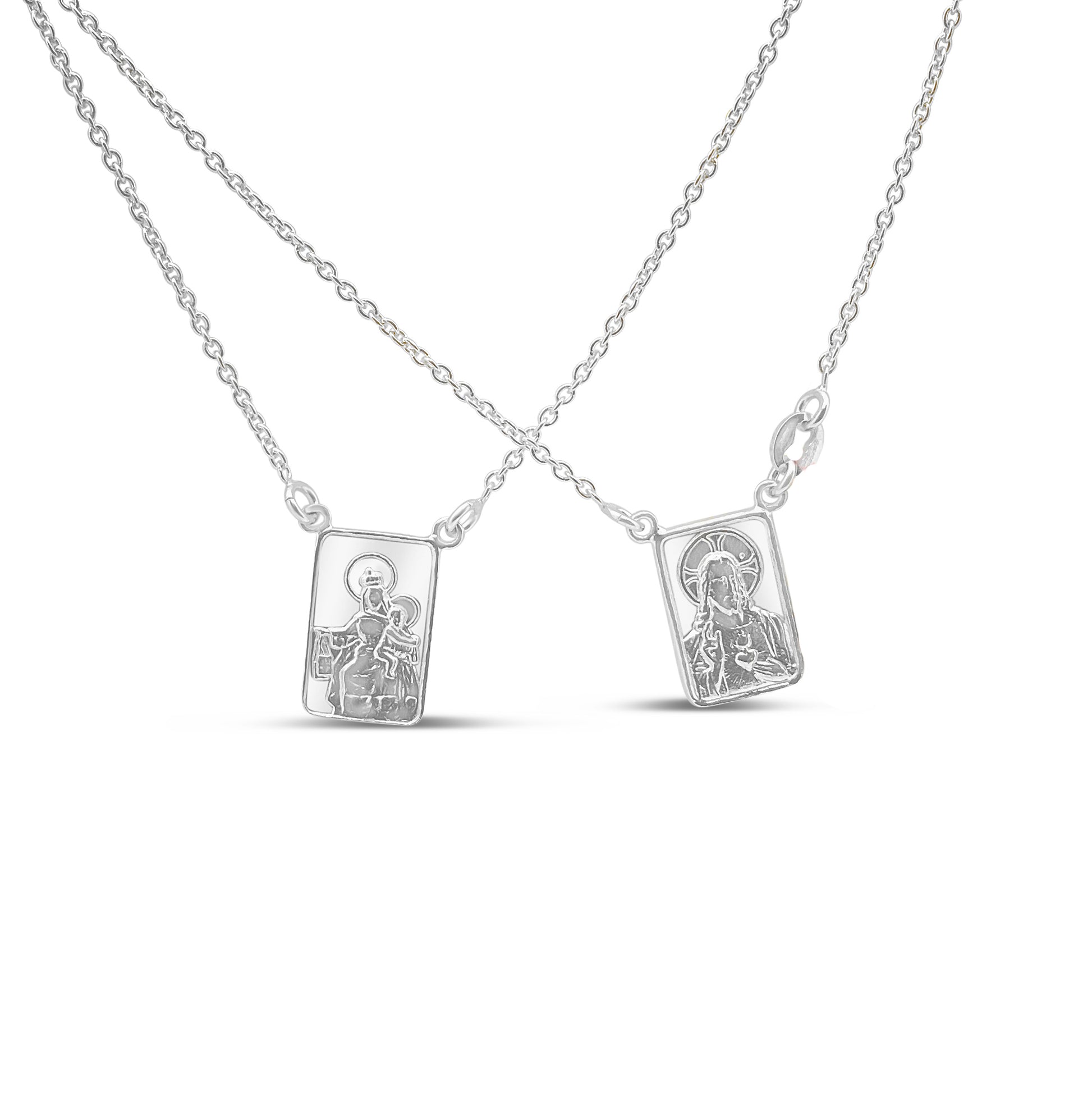Rhodium Plated Silver Escapulario Necklace Necklaces
