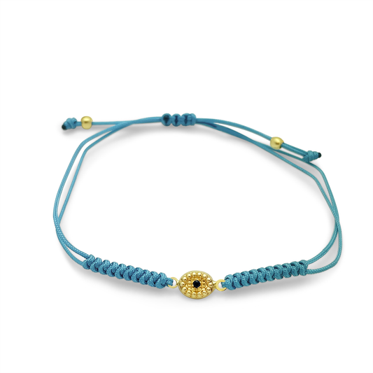 14k Gold Evil Eye Turquoise Cord Bracelet Bracelets