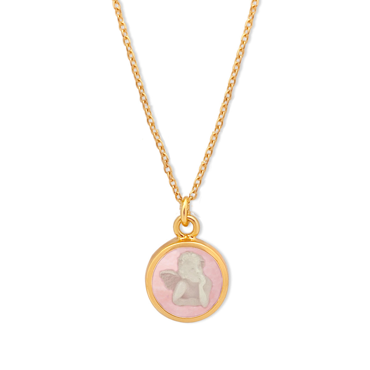 14k Gold Rose Guardian Angel Necklace