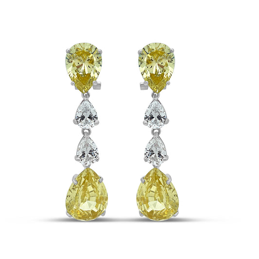Linear Gala Simulated Canary Diamond Omega Earrings