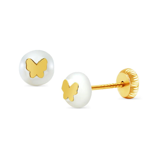 Copy of 14k Gold Butterfly Pearl Screwback Earrings (5mm) Earrings