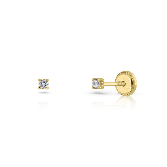 14k Yellow Gold Mini Diamond Screwback Stud Earrings