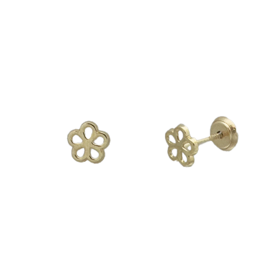 14k Yellow Gold Open Flower Screwback Stud Earrings EARRINGS