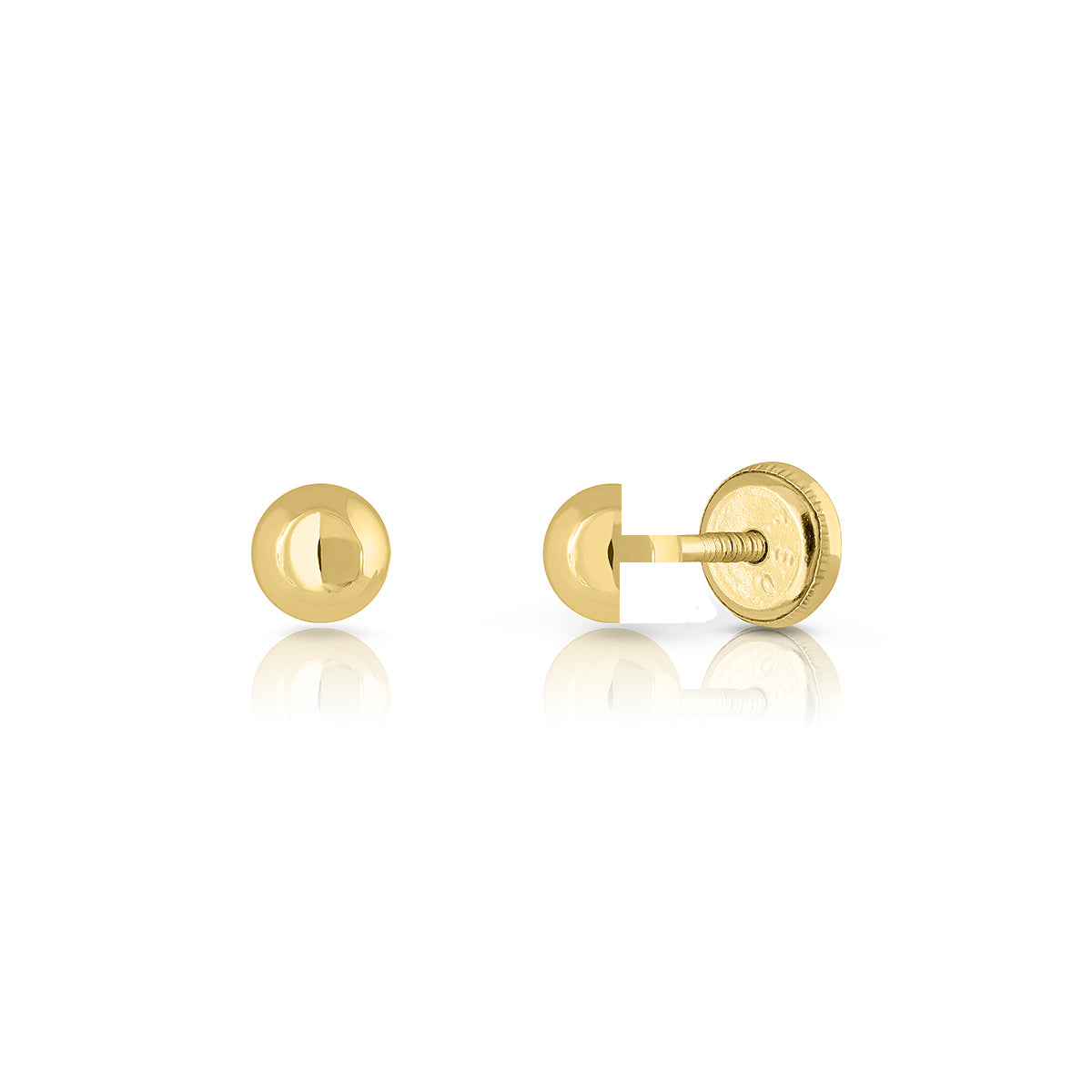 3mm Ball Stud Earring - Children's earrings/Screw Back - 14k Yellow Gold Earrings