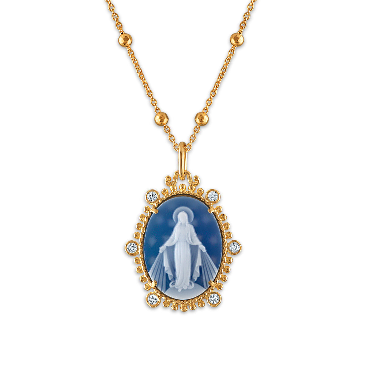 14k Gold Imperial Miraculous Mary Medallion Necklaces