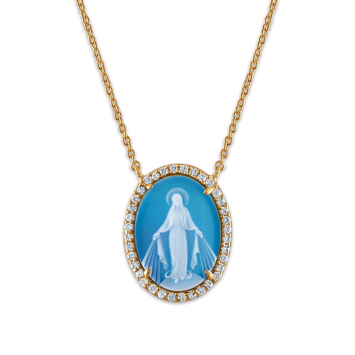 Halo Miraculous Mary Medallion Necklaces