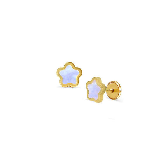 18k Gold Mother of Pearl Screwback Earrings Earrings