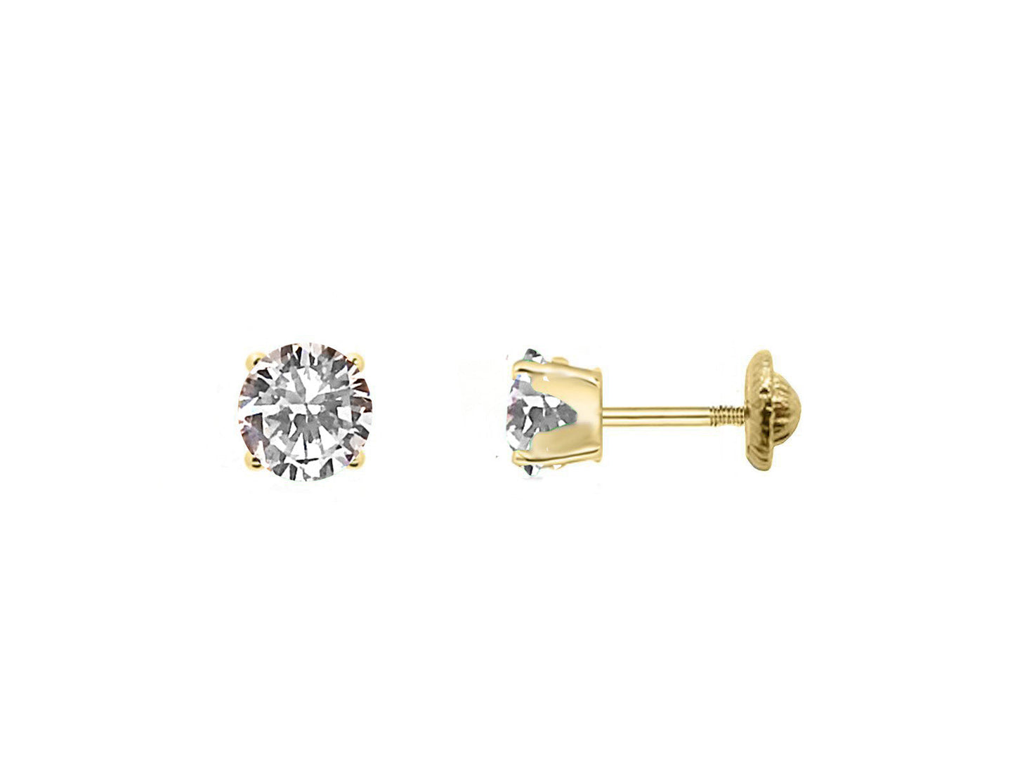 14k Gold CZ Screwback Earrings (3mm) Earrings