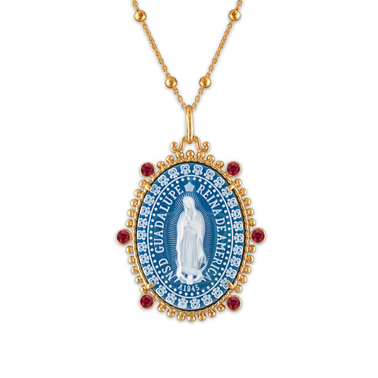 Reina Our Lady of Guadalupe Medallion - Ruby Edition