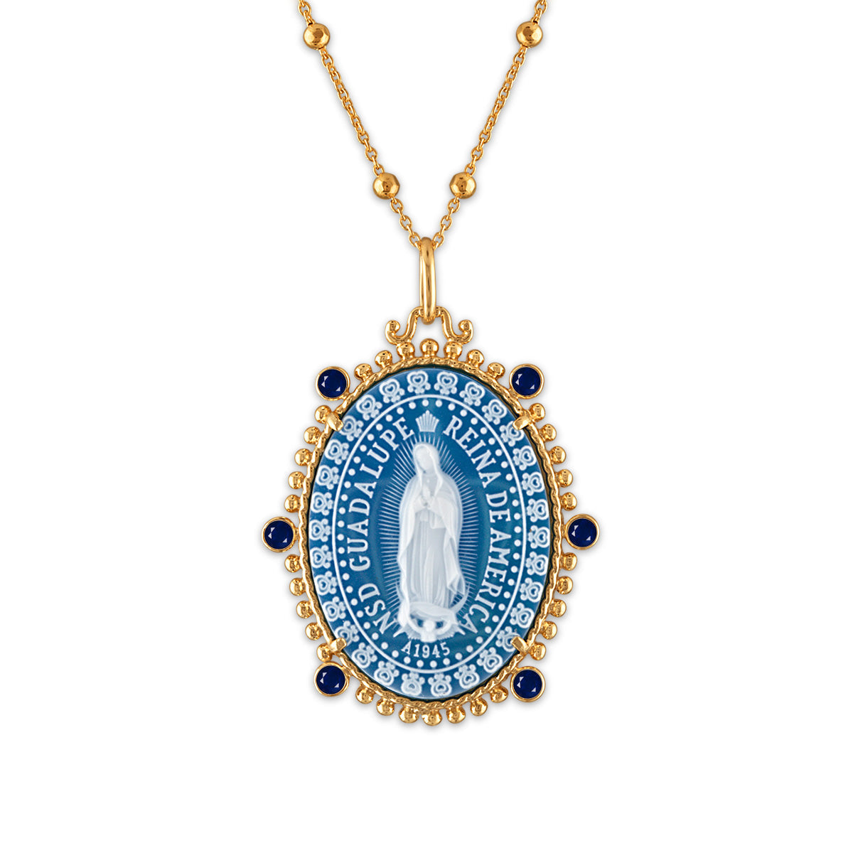 Reina Our Lady of Guadalupe Medallion - Sapphire Edition