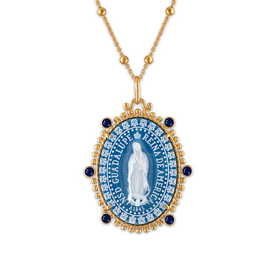 Reina Our Lady of Guadalupe Medallion - Sapphire Edition
