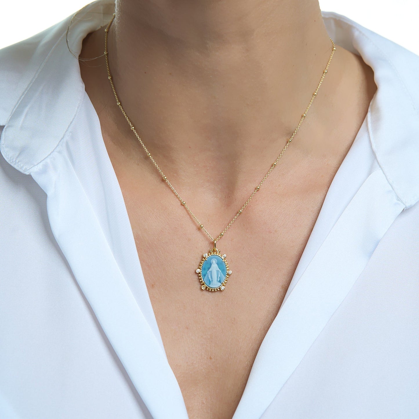 14k Gold Imperial Miraculous Mary Medallion