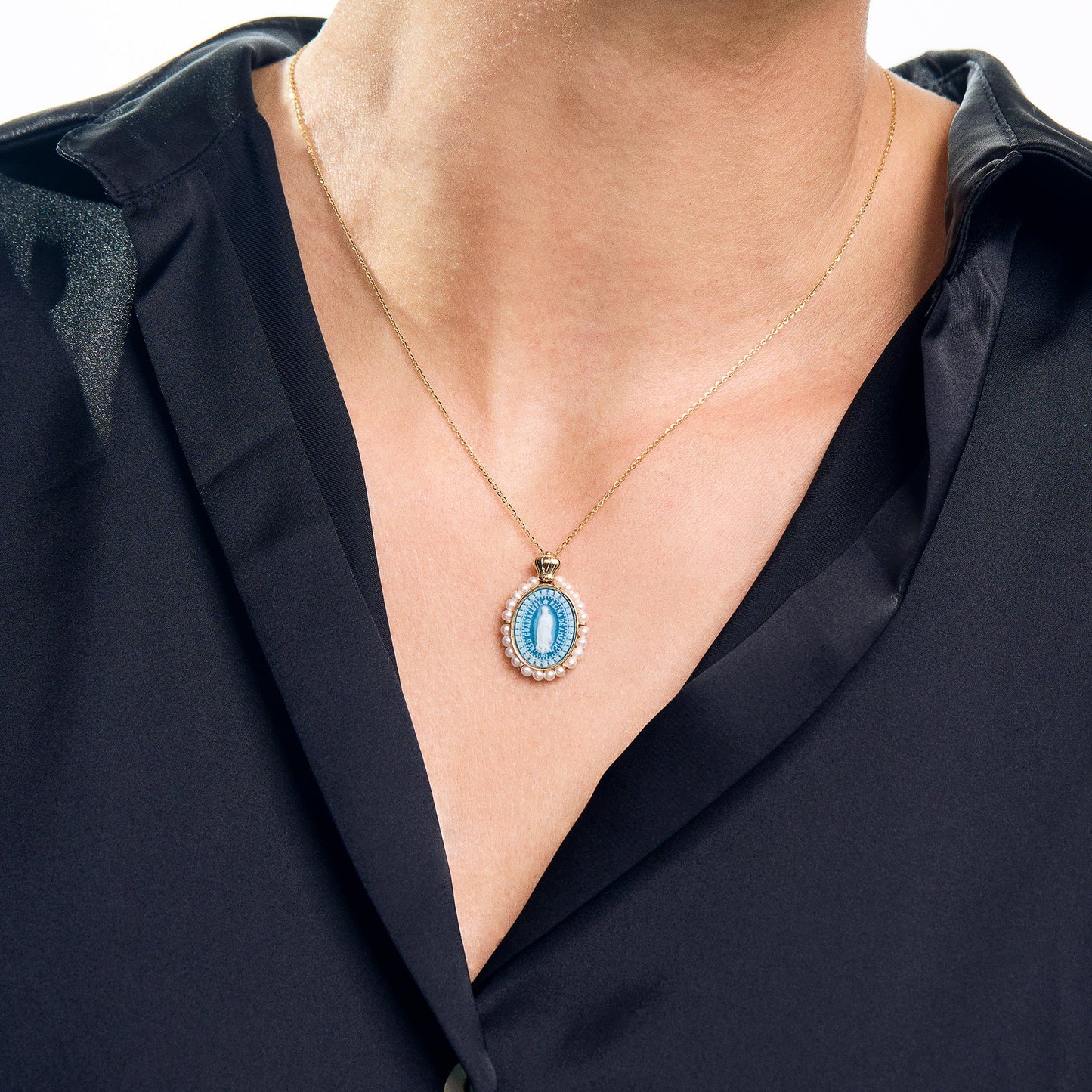 Imperial 14k Gold Our Lady of Guadalupe Pearl Medallion
