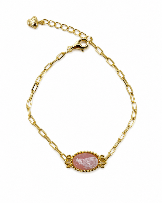 Altagracia Pearl Paper Clip Bracelet - Rose Edition