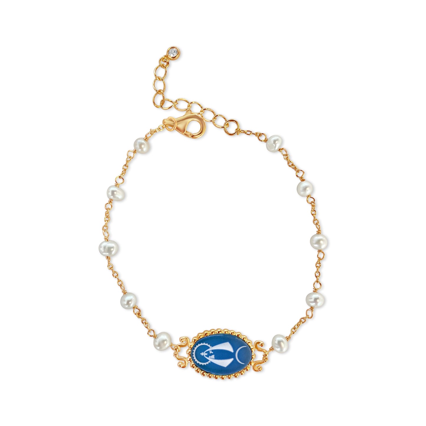 Caridad de Cobre Pearl Rosary Bracelet