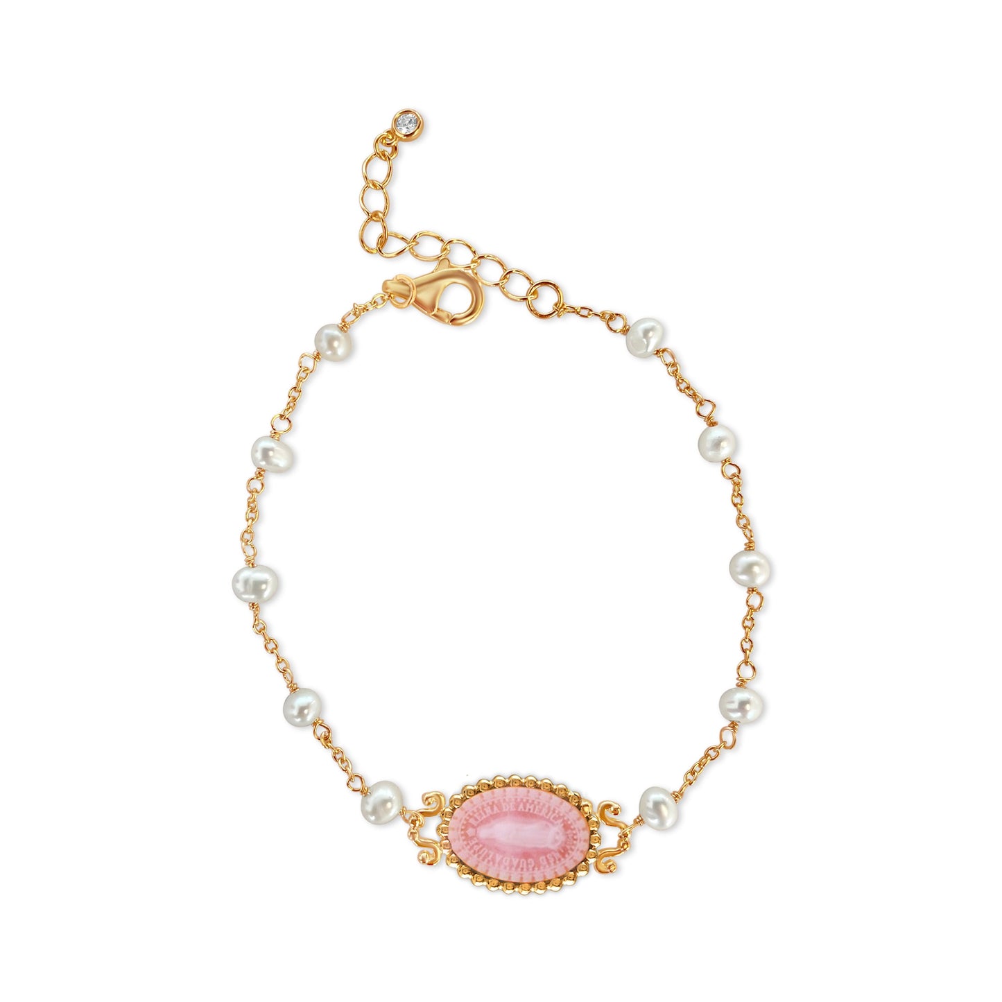 Our Lady of Guadalupe Pearl Rosary Bracelet - Rose Edition
