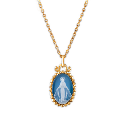 14K Gold Imperial Perle Miraculous Mary Medallion