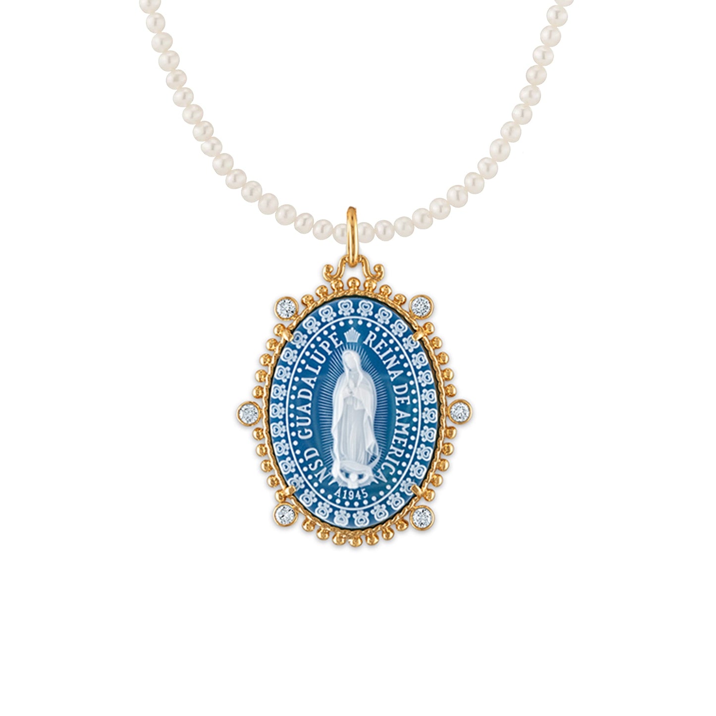 Emperatriz Our Lady of Guadalupe Medallion - Pearl Edition