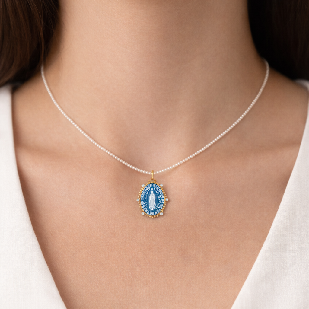 Emperatriz Our Lady of Guadalupe Medallion - Pearl Edition