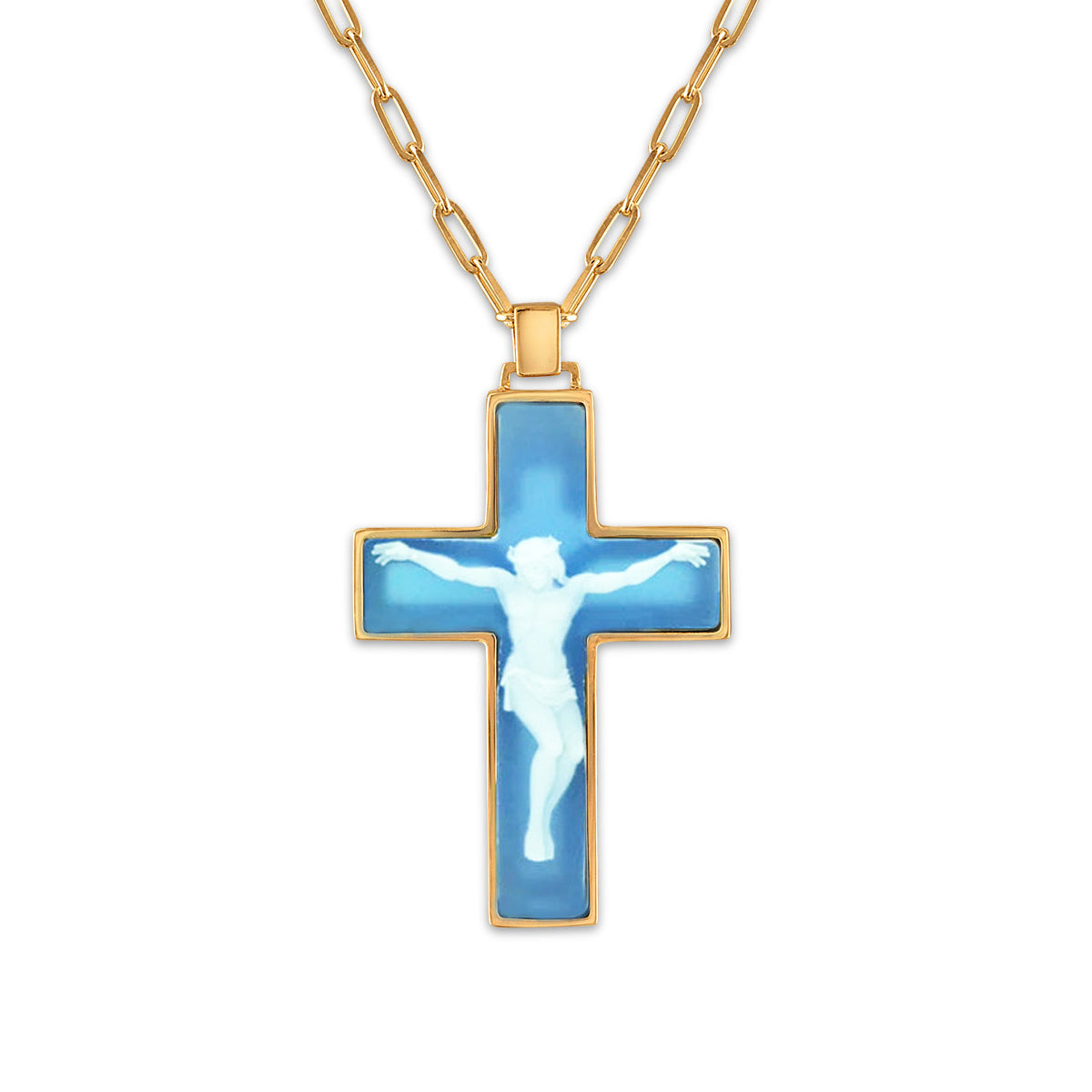 Sacred Mantle Blue Crucifix Necklaces