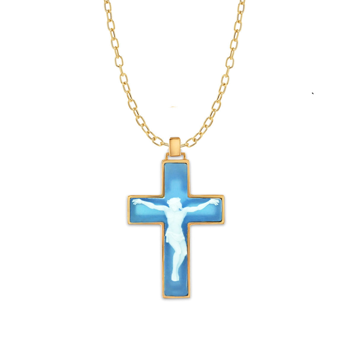 Sacred Mantle Blue Crucifix - Medium