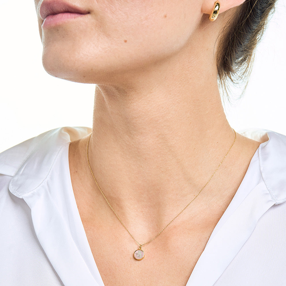 14k Gold Rose Guardian Angel Necklace