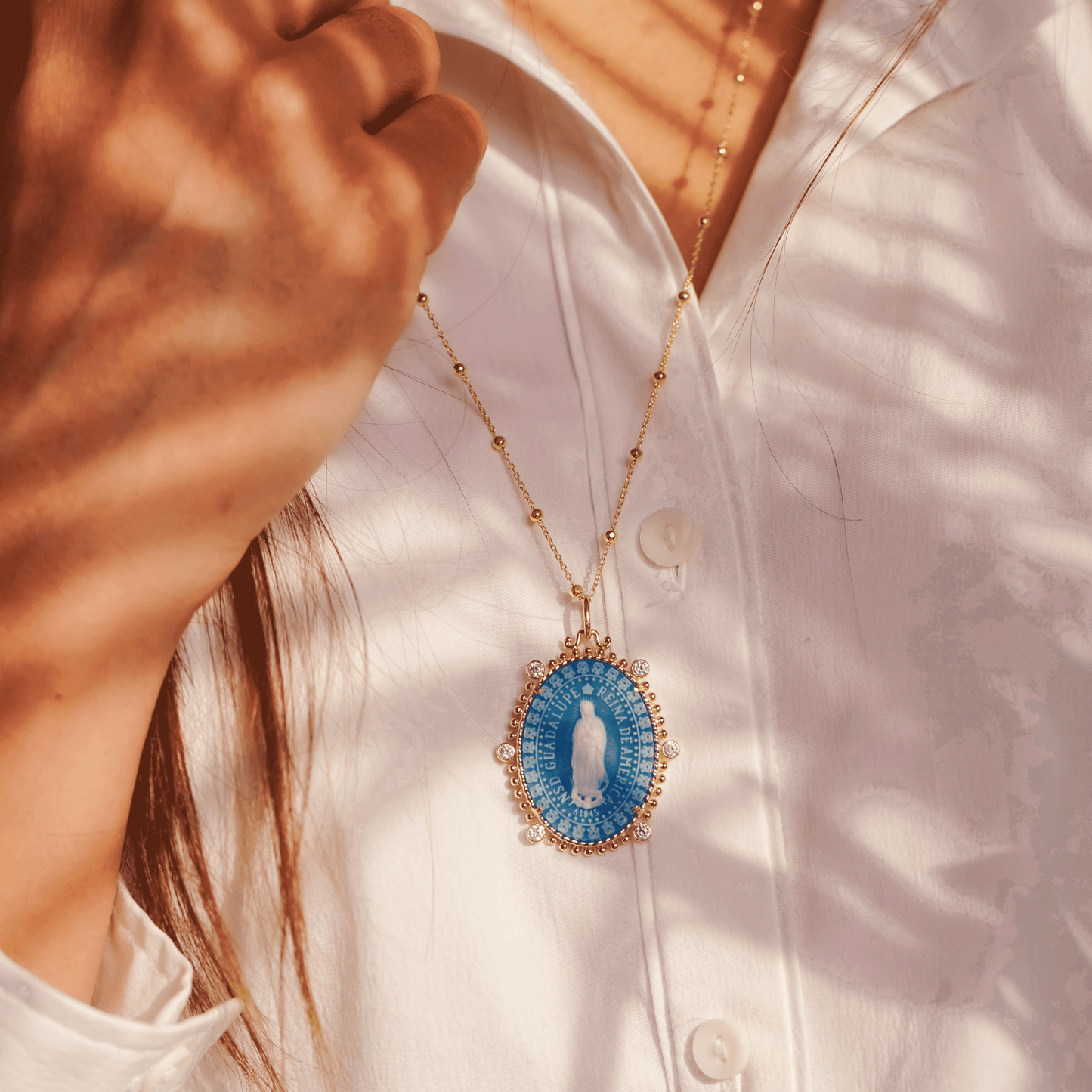 14k Excelsus Our Lady of Guadalupe Medallion Necklaces