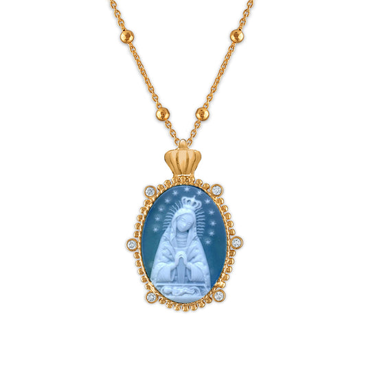 Crowned 18k Gold Imperial Virgen de La Altagracia Medallion