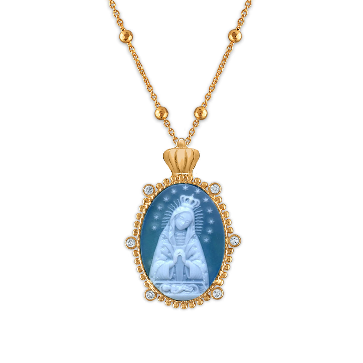 Crowned 18k Gold Imperial Virgen de La Altagracia Medallion Necklaces