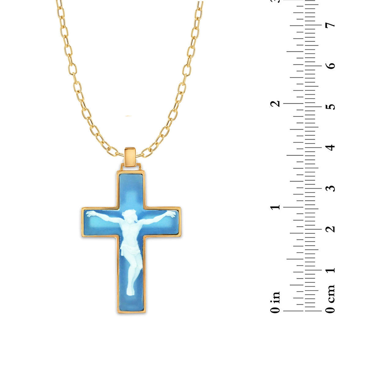 Sacred Mantle Blue Crucifix - Medium Necklaces