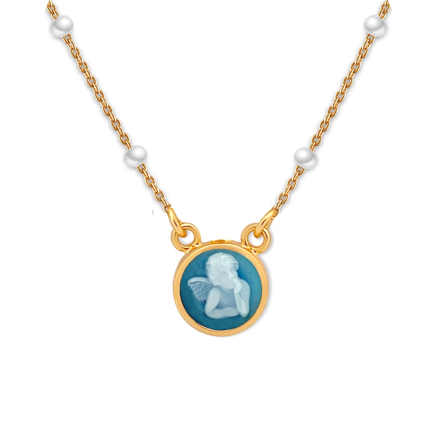 Blue Guardian Angel Pearl Necklace