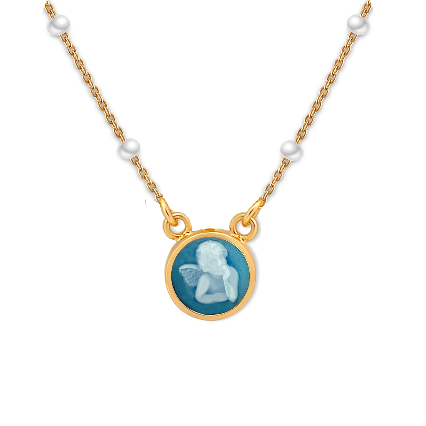 Blue Guardian Angel Pearl Necklace Necklaces