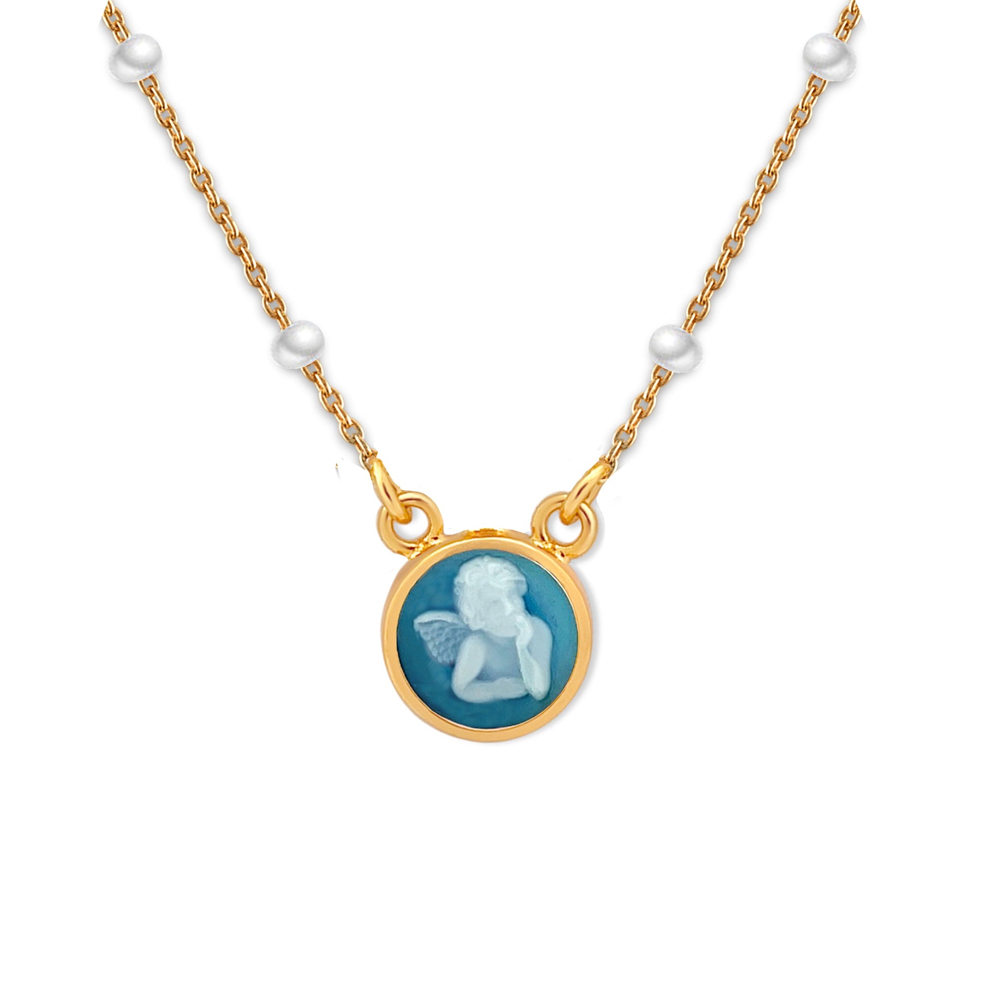 Blue Guardian Angel Pearl Necklace Necklaces