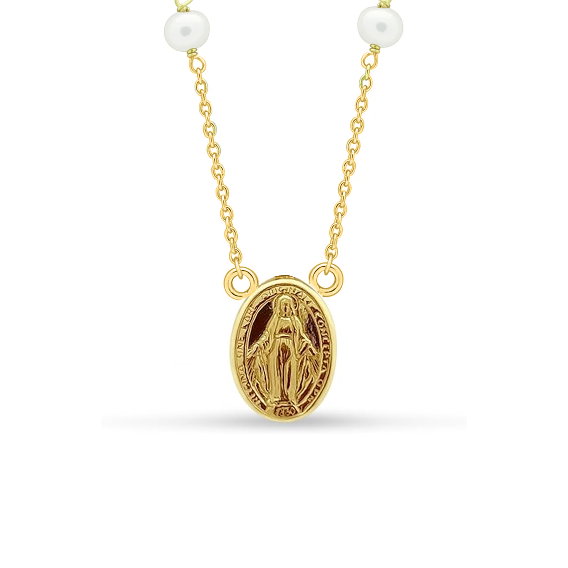 14k Gold Plated Silver Mini Virgen Milagrosa Necklace Necklaces