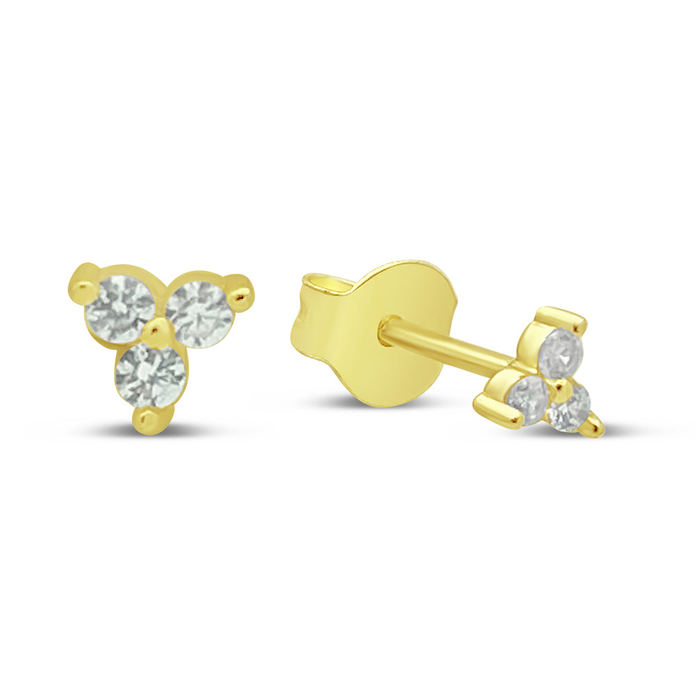 14k Gold Plated Silver Mini CZ Triangle Stud Earrings Earrings