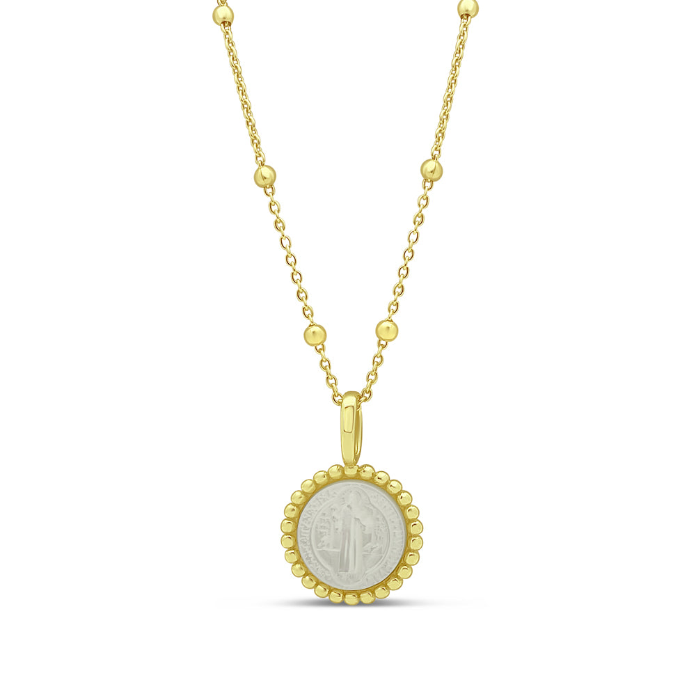 14k Gold Plated Silver Mother of Pearl San Benito Pendant Necklace Necklaces