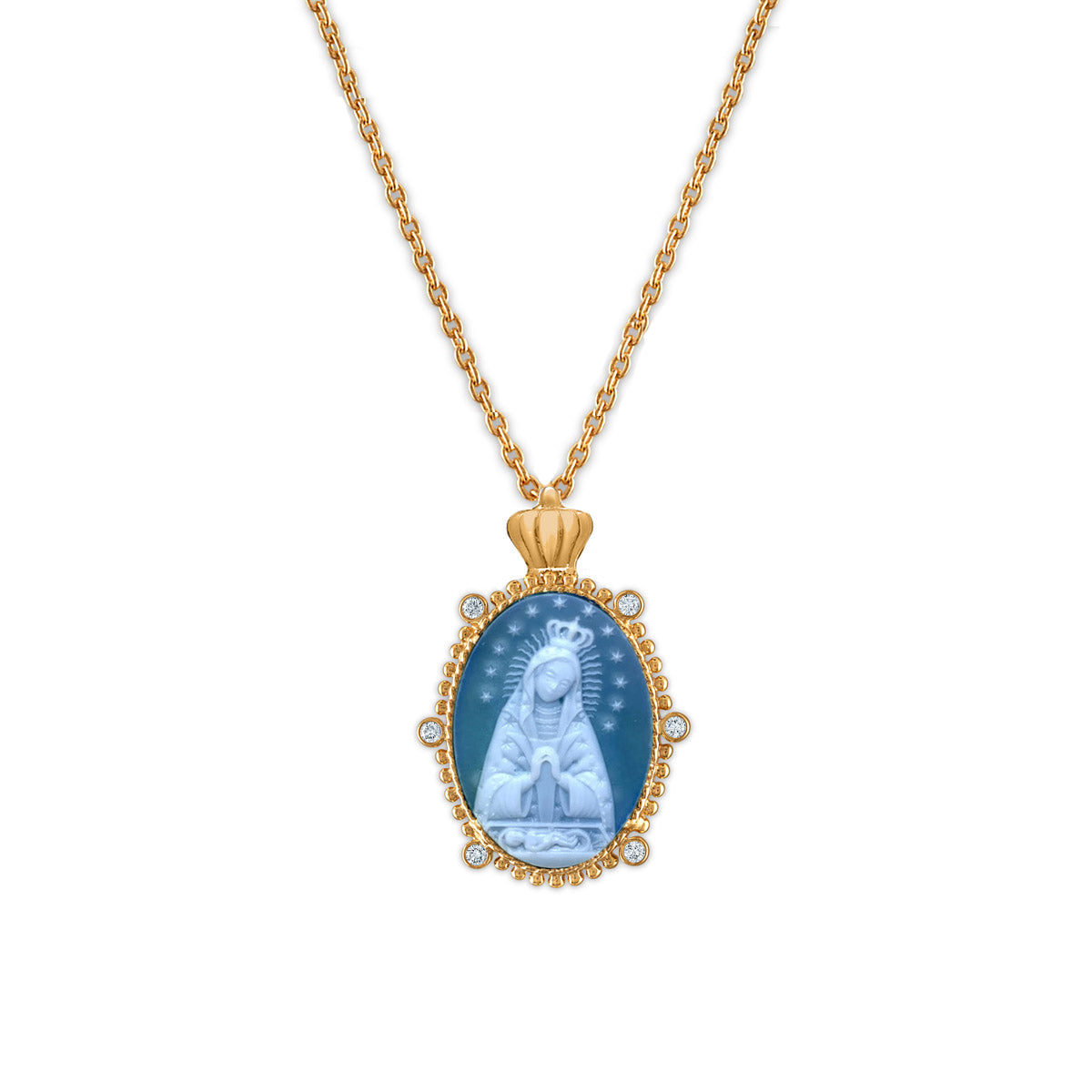 Crowned 14k Yellow Gold Princesa Virgen de Altagracia