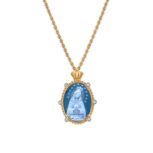Crowned 14k Yellow Gold Princesa Virgen de Altagracia