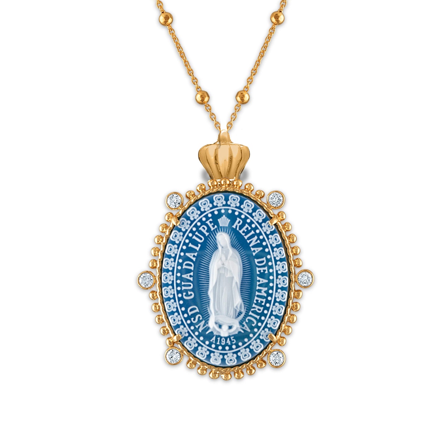 Crowned 18k Our Lady of Guadalupe Medallion