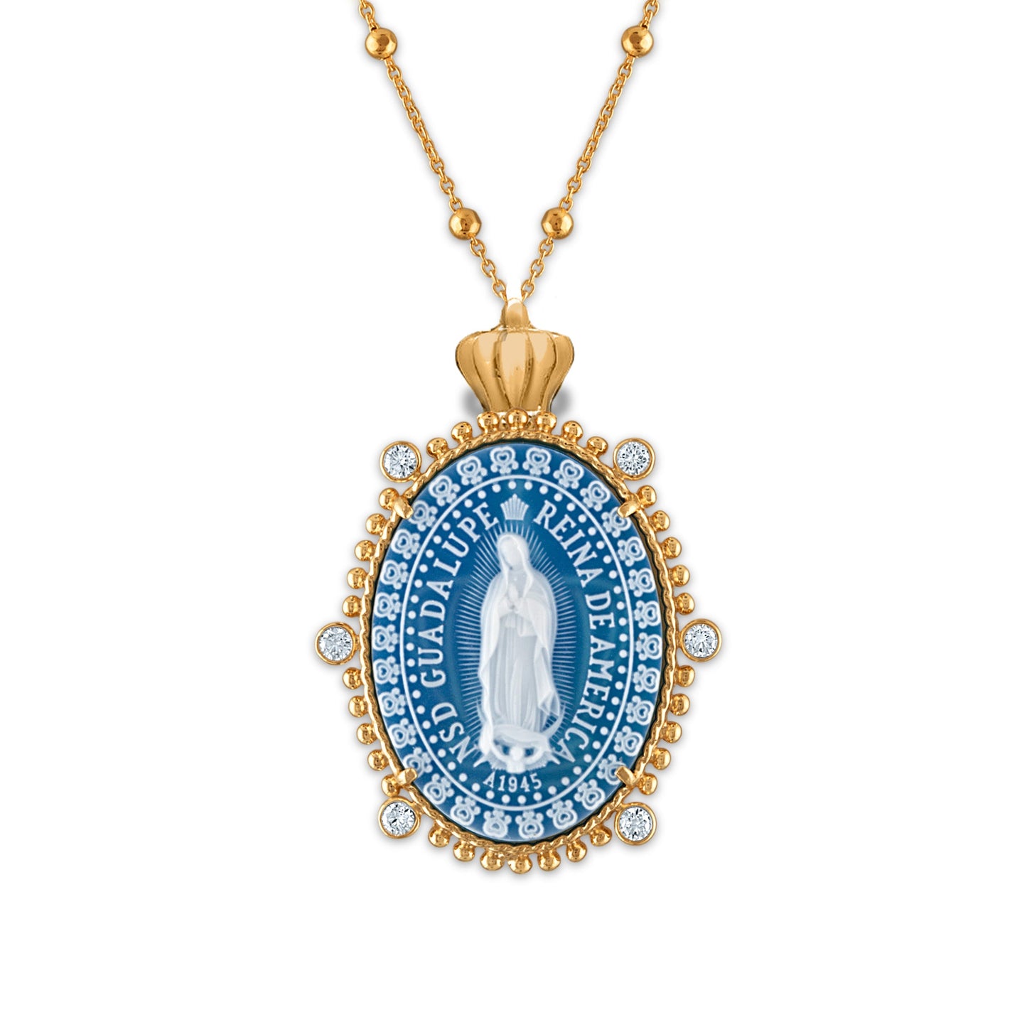 Crowned 18k Our Lady of Guadalupe Medallion Necklaces