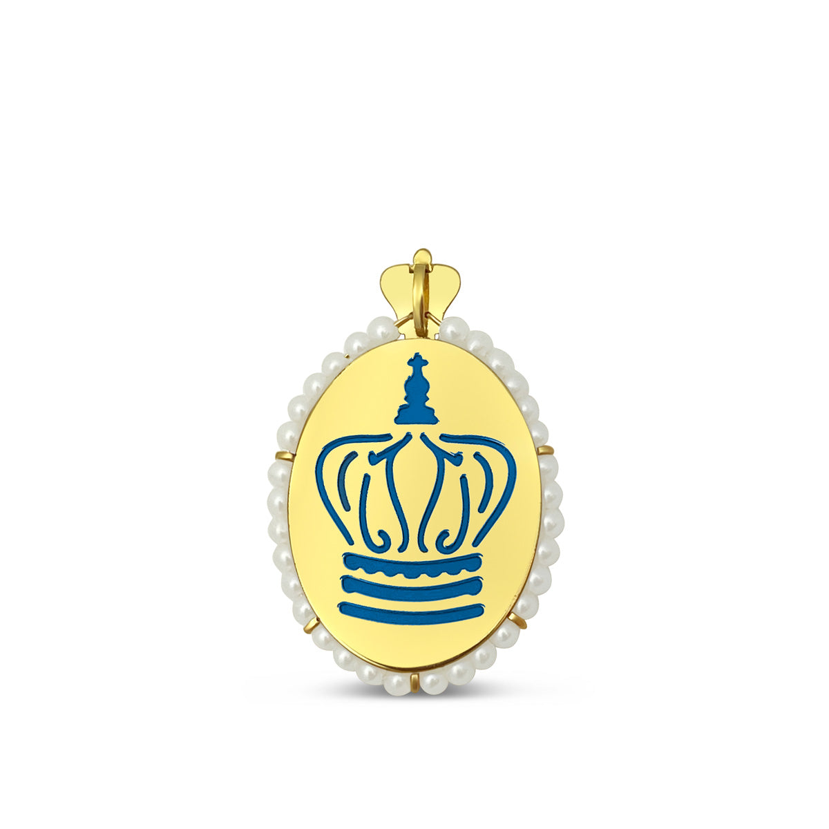 Emperatriz 18k Gold Our Lady of Guadalupe Pearl Medallion