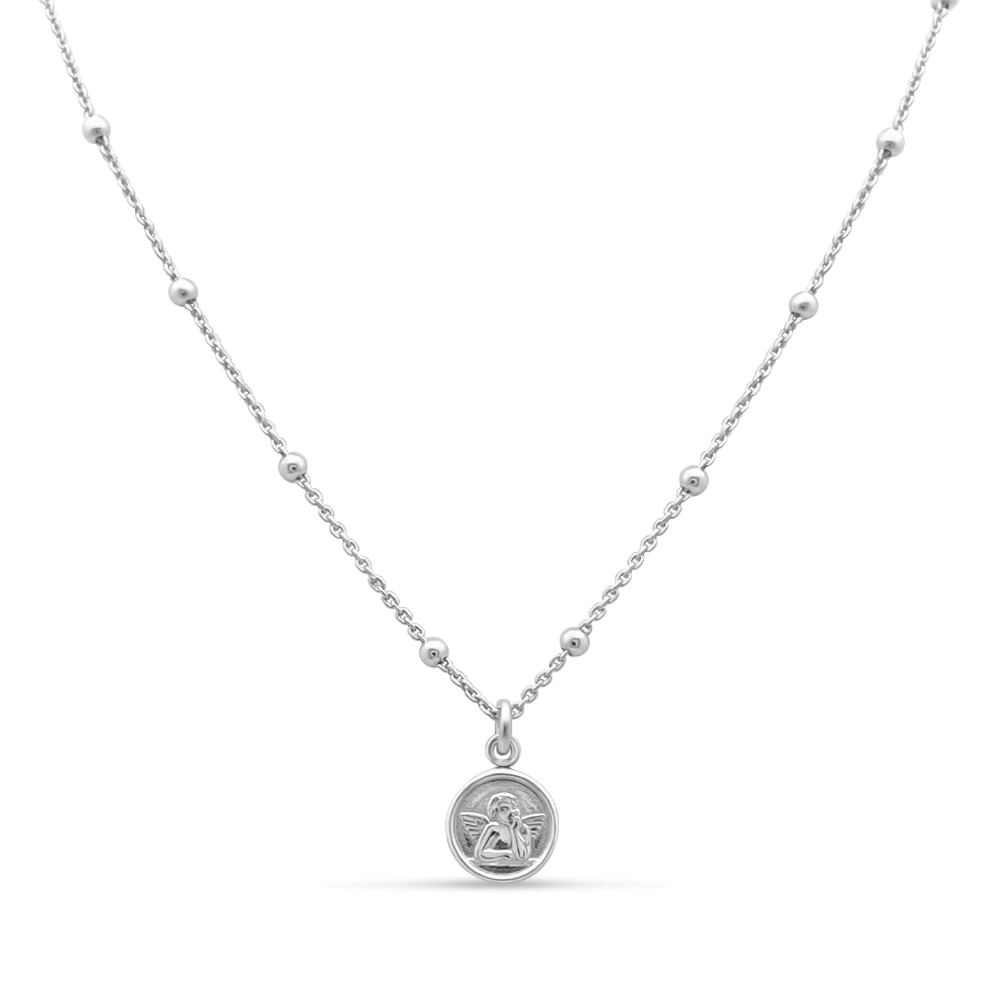 Rhodium Plated Sterling Silver Angel de la Guardia Necklace Necklaces