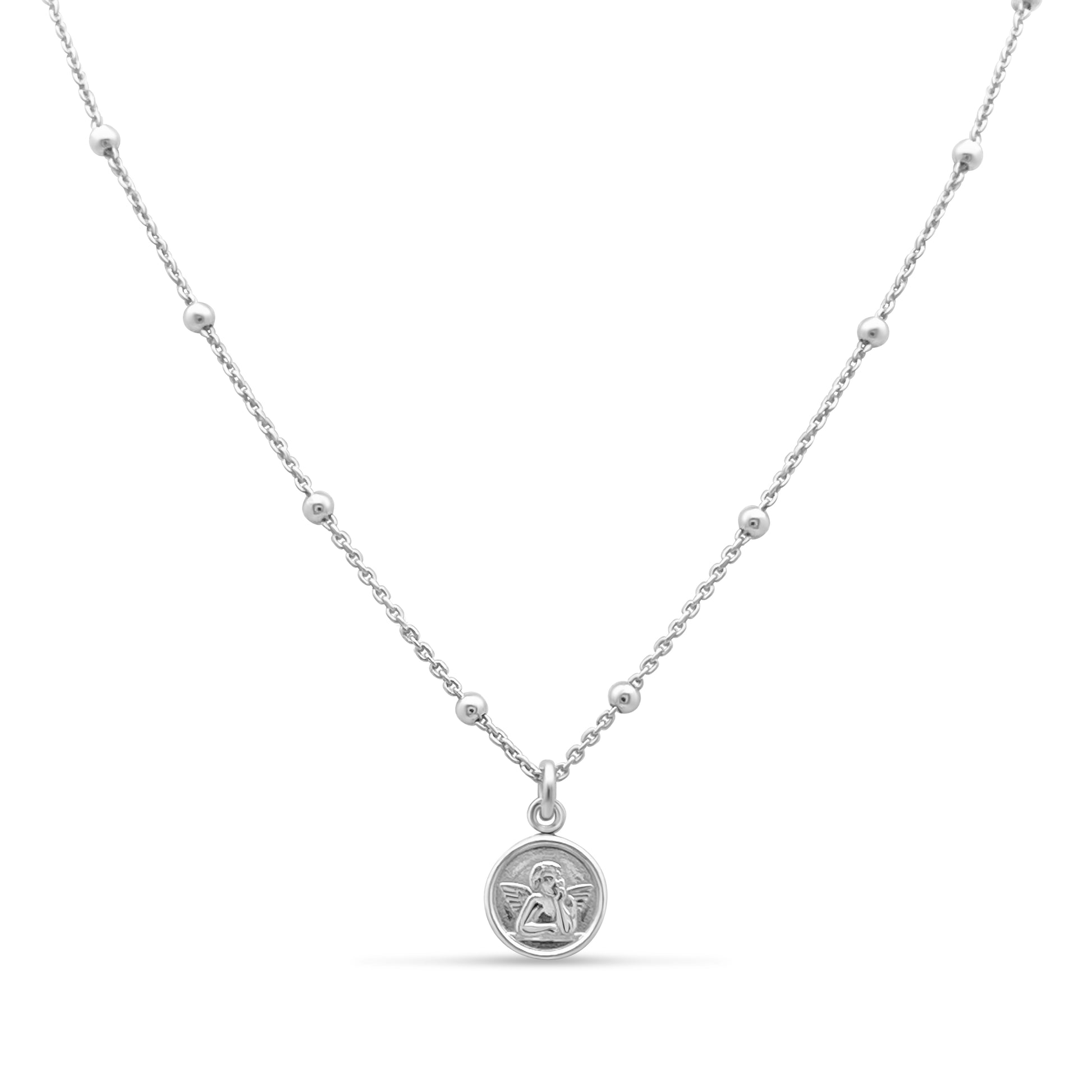 Rhodium Plated Sterling Silver Angel de la Guardia Necklace Necklaces