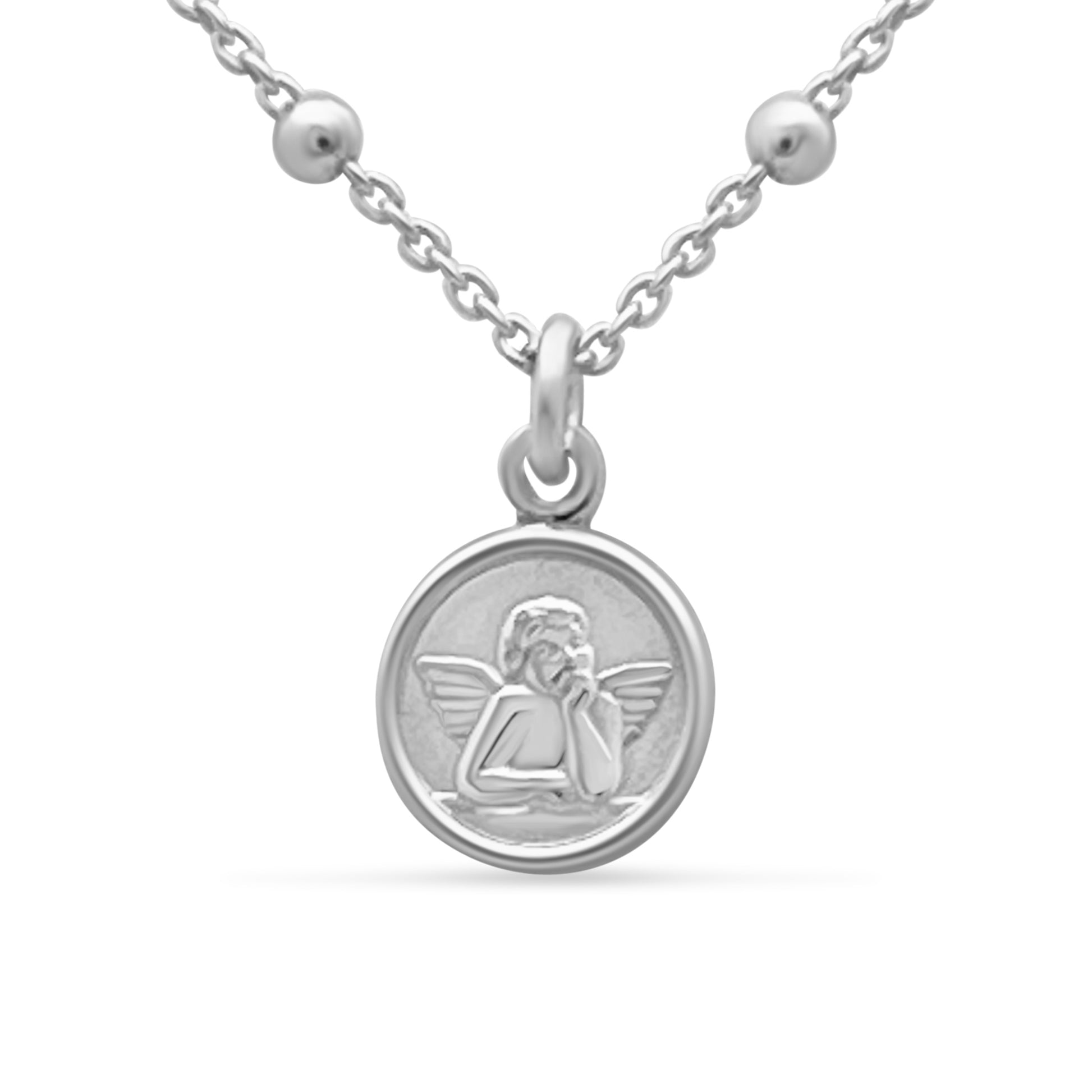 Rhodium Plated Sterling Silver Angel de la Guardia Necklace Necklaces