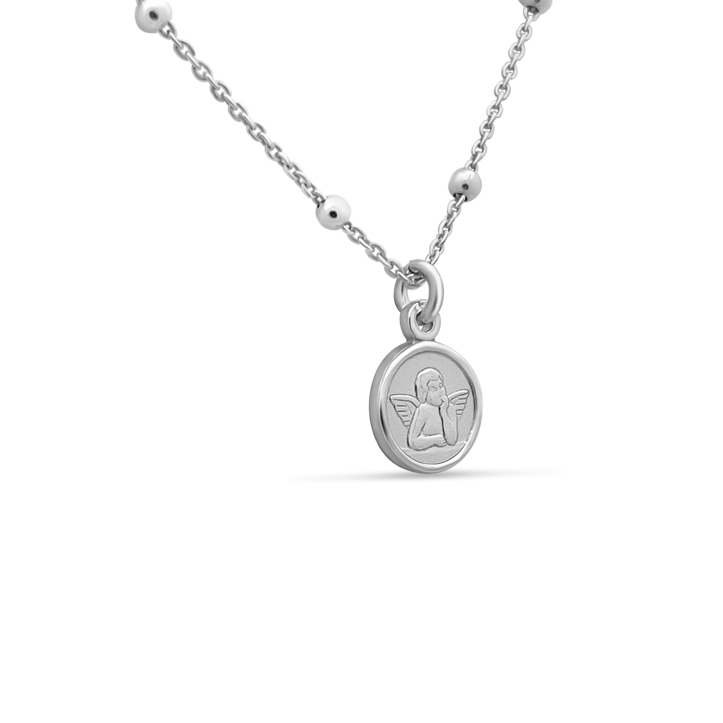 Rhodium Plated Sterling Silver Angel de la Guardia Necklace Necklaces