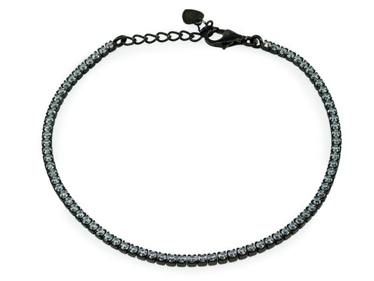 Mini Brilliant CZ Tennis Bracelet Midnight Black Plated Sterling Silver Bracelets